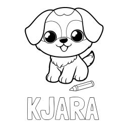 Online izdelana pobarvanka - Pobarvanka imena KJARA in pobarvanka prikupnega kužka