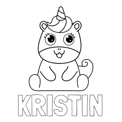 Online izdelana pobarvanka - Pobarvanka imena KRISTIN in pobarvanka čudovitega samoroga Unicorn