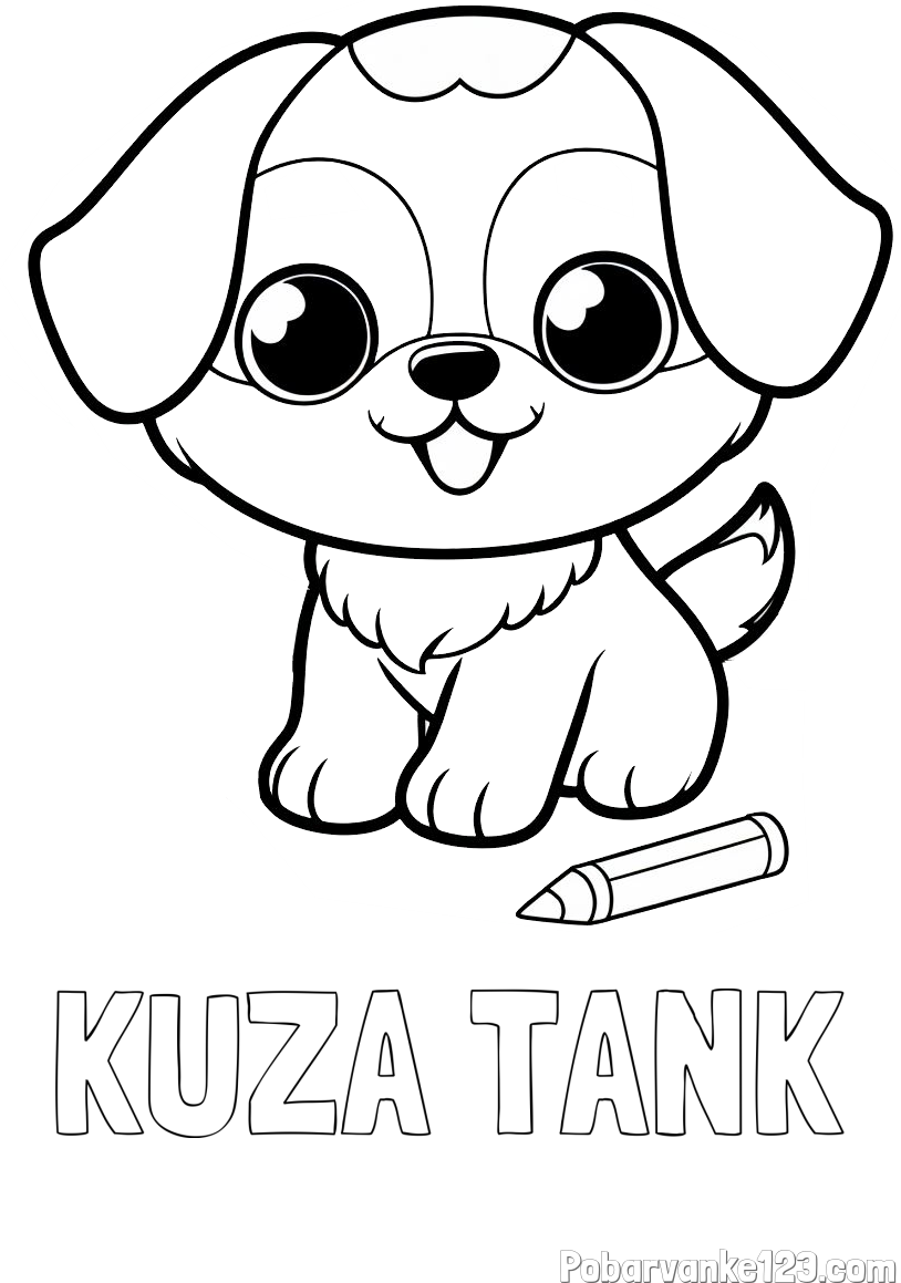Pobarvanka imena KUŽA TANK in pobarvanka prikupnega kužka