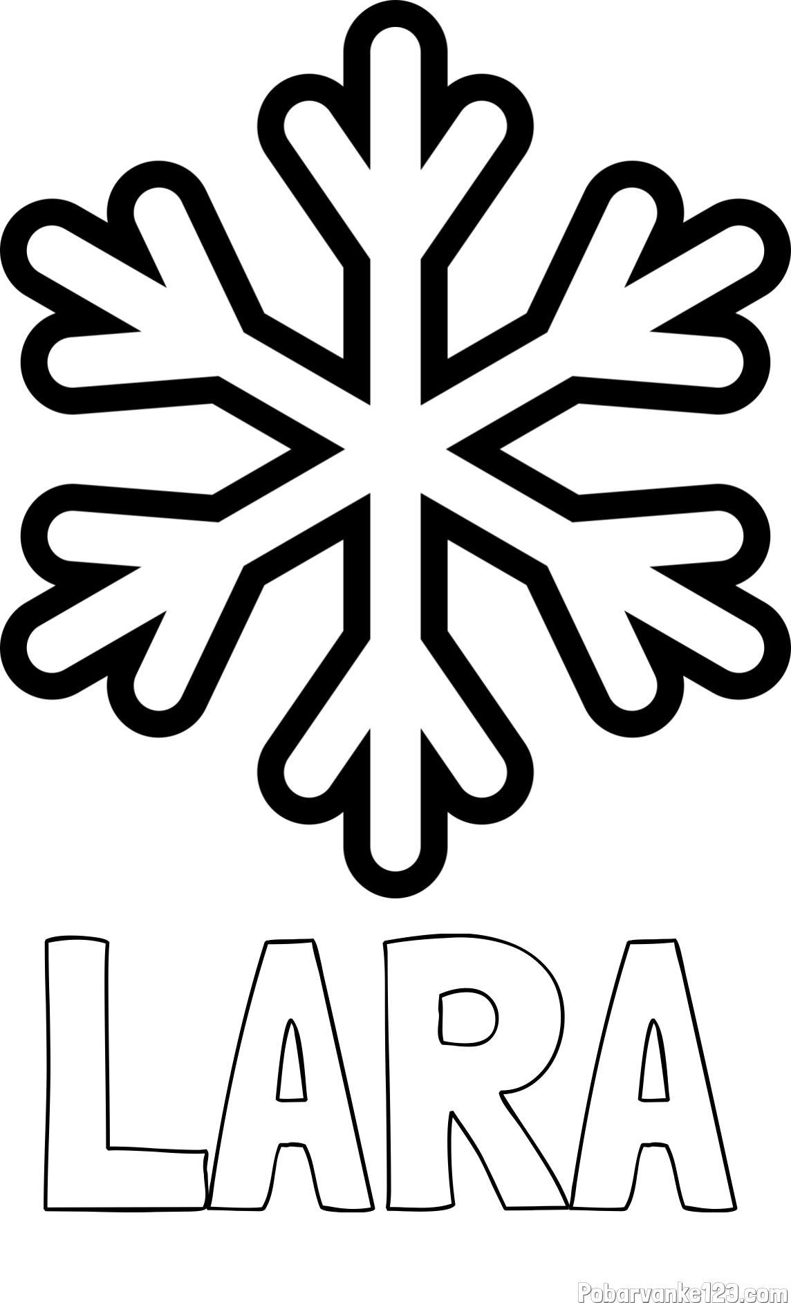 Pobarvanka imena LARA in pobarvanka enostavne snežinke