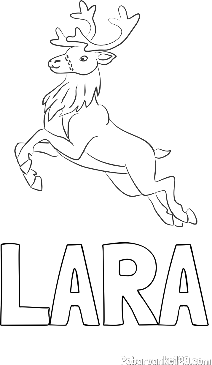 Pobarvanka imena LARA in pobarvanka jelenčka Rudolfa