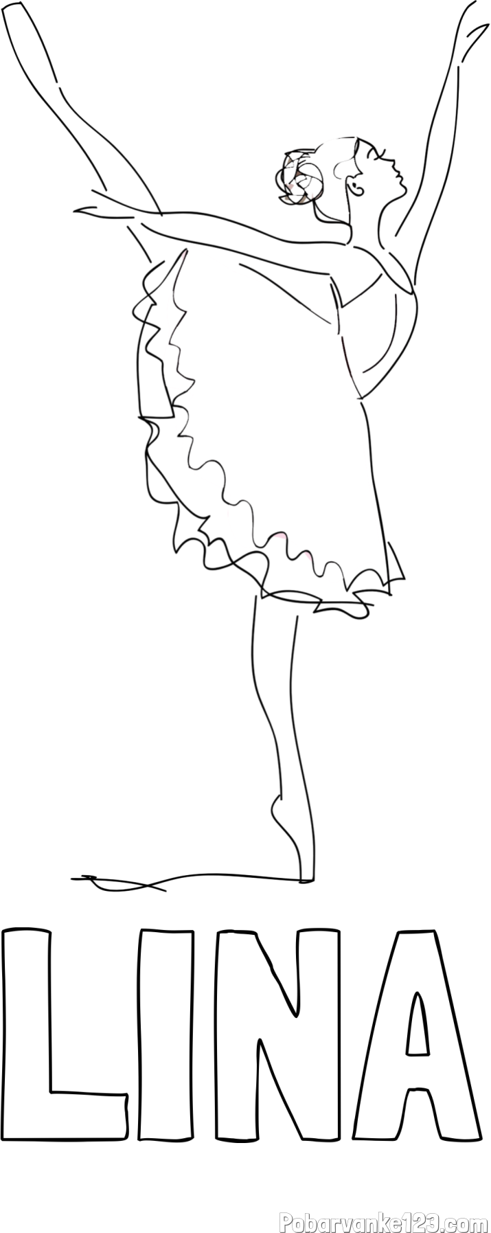 Pobarvanka imena LINA in pobarvanka ljubke baletke