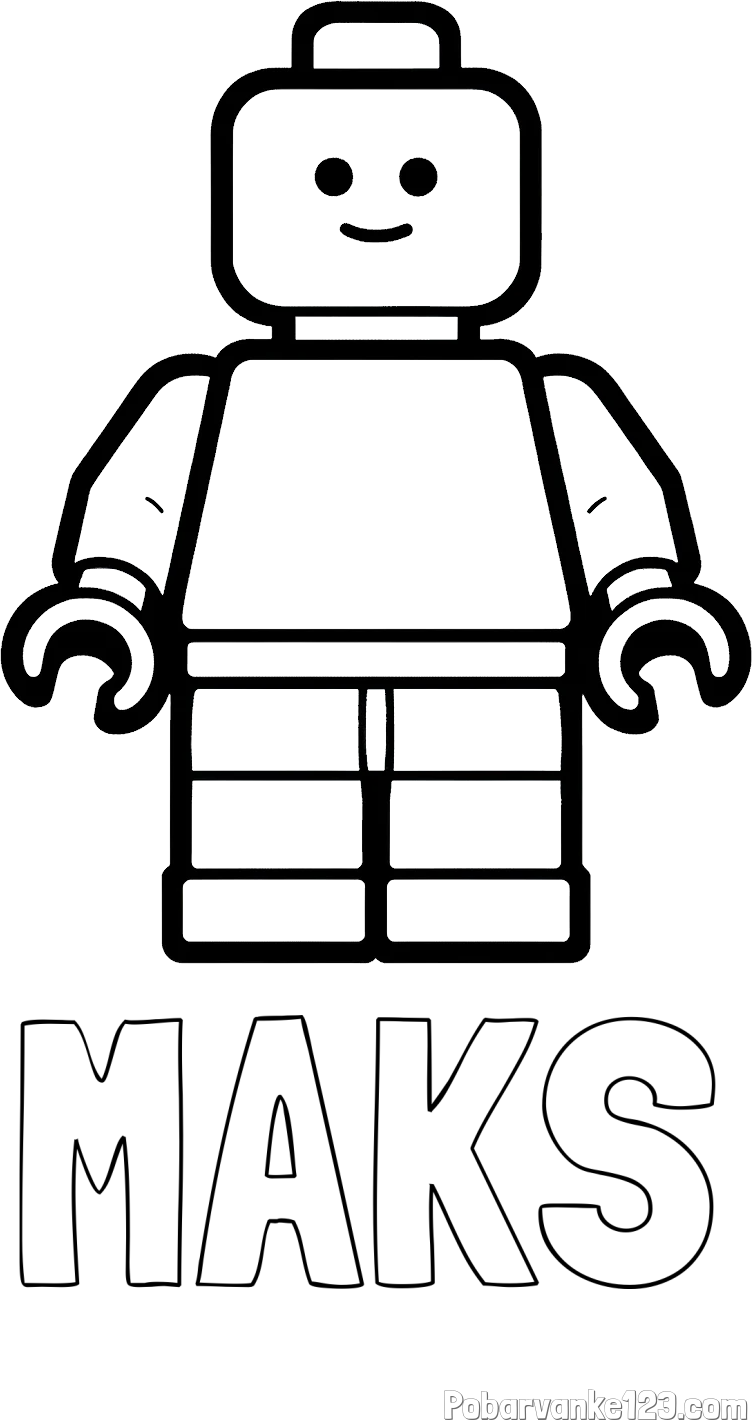 Pobarvanka imena MAKS in pobarvanka LEGO figurice fanta