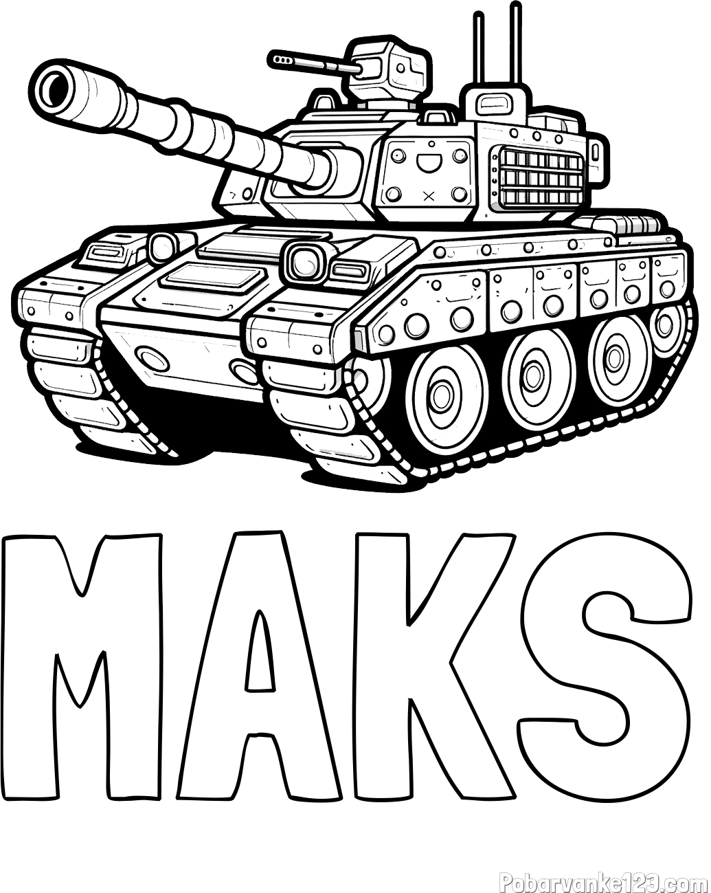 Pobarvanka imena MAKS in pobarvanka tanka