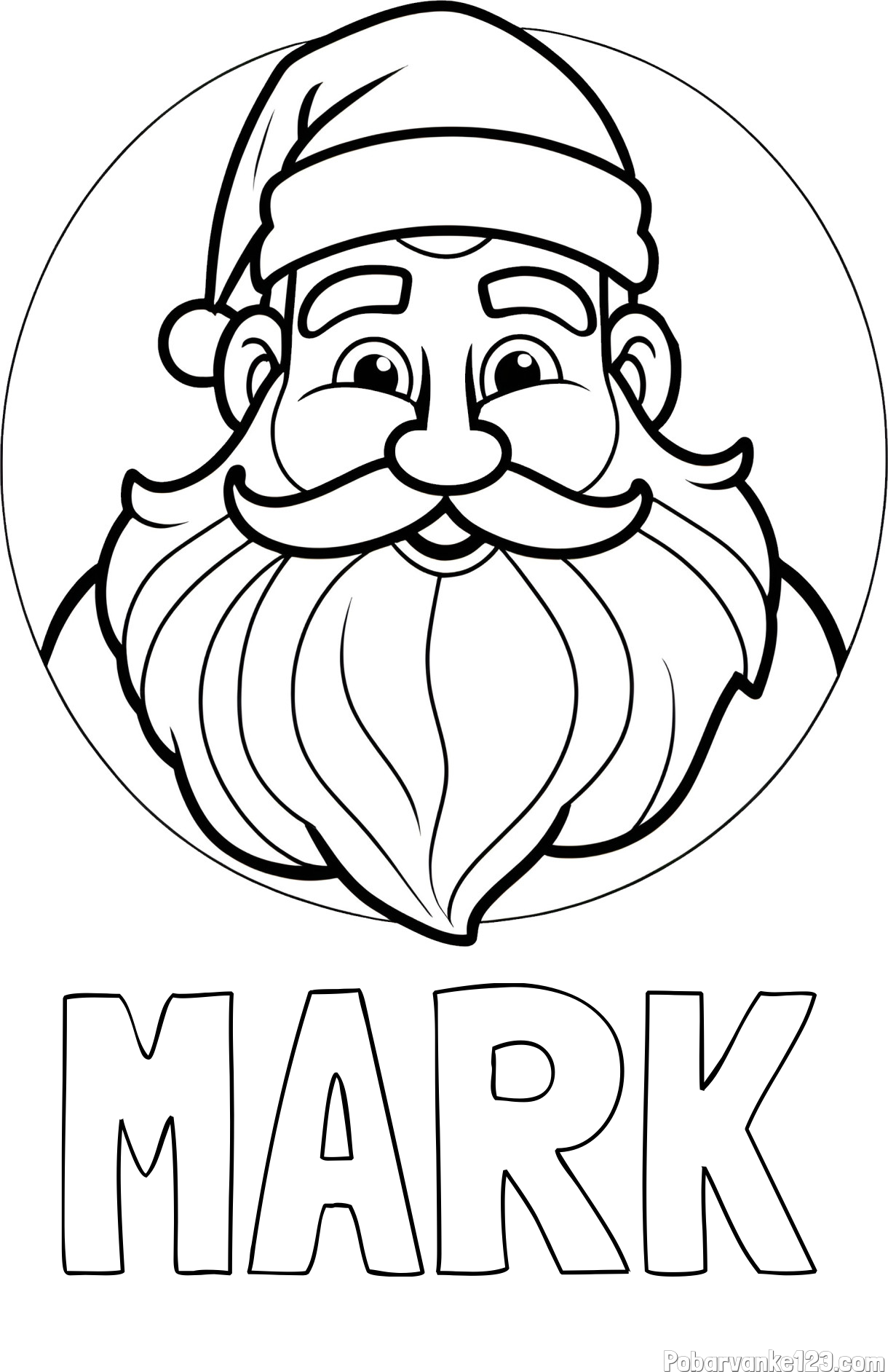 Pobarvanka imena MARK in pobarvanka ljubkega in nasmejanega Božička