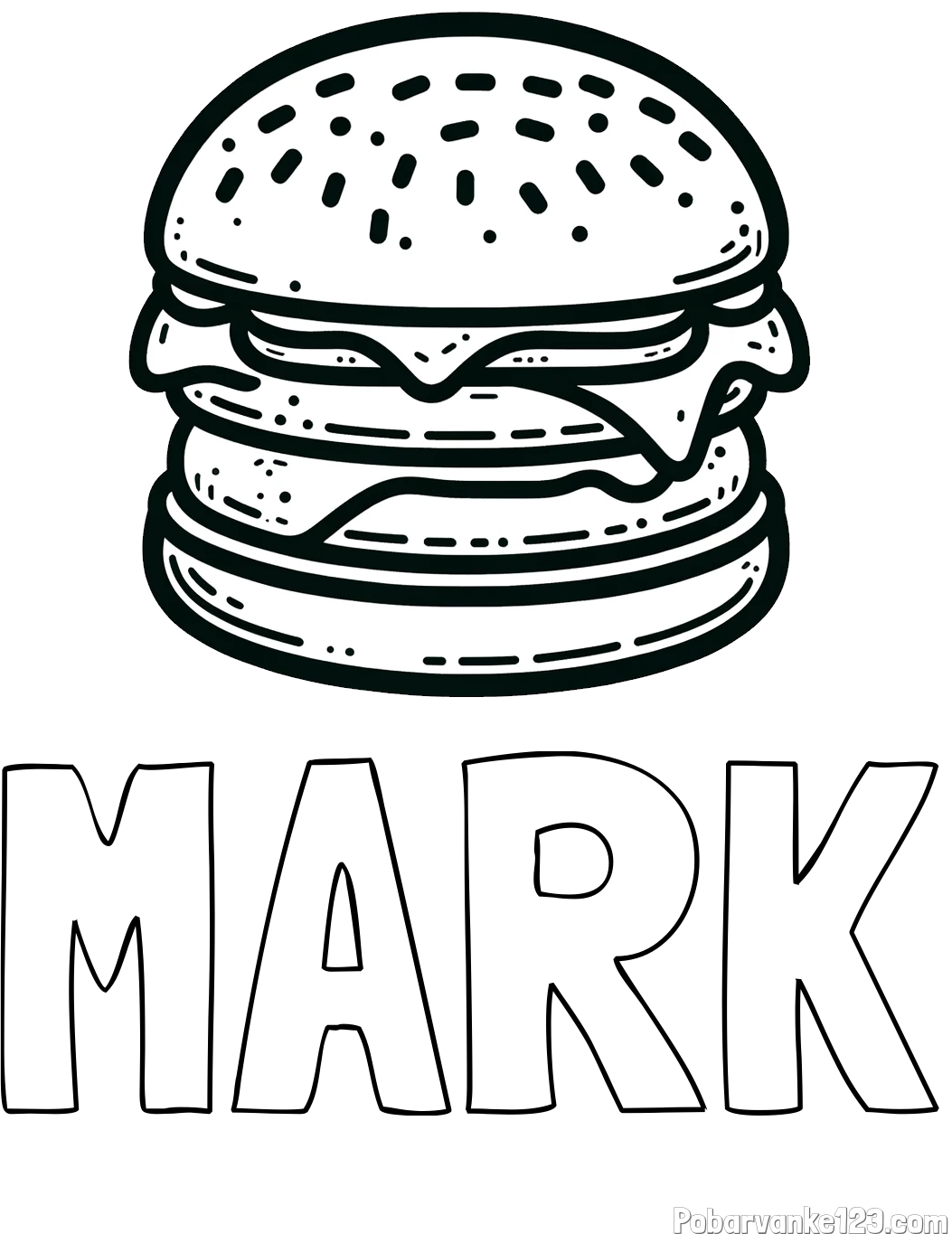 Pobarvanka imena MARK in preprosta pobarvanka hamburgerja