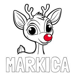 Online izdelana pobarvanka - Pobarvanka imena MARKICA in pobarvanka ljubkega jelenčka Rudolfa