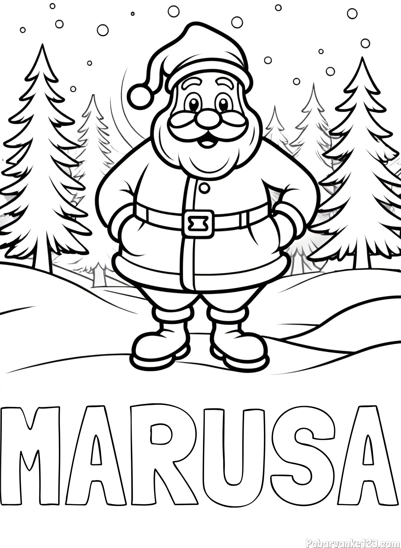 Pobarvanka imena MARUŠA in pobarvanka Božička v gozdu