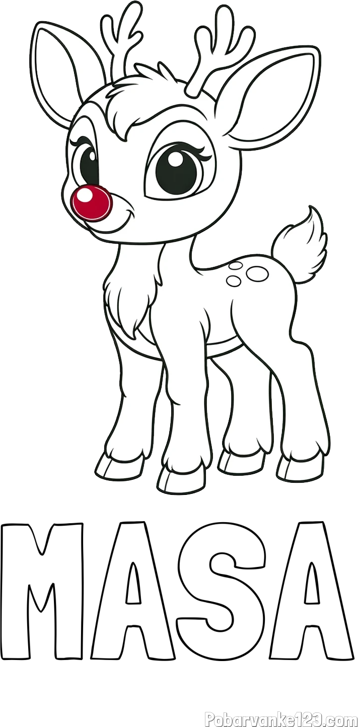 Pobarvanka imena MAŠA in pobarvanka nasmejanega jelenčka Rudolfa