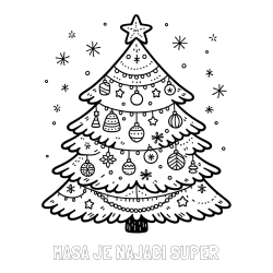 Online izdelana pobarvanka - Pobarvanka imena MAŠA JE NAJAČI SUPER in pobarvanka novoletne jelke