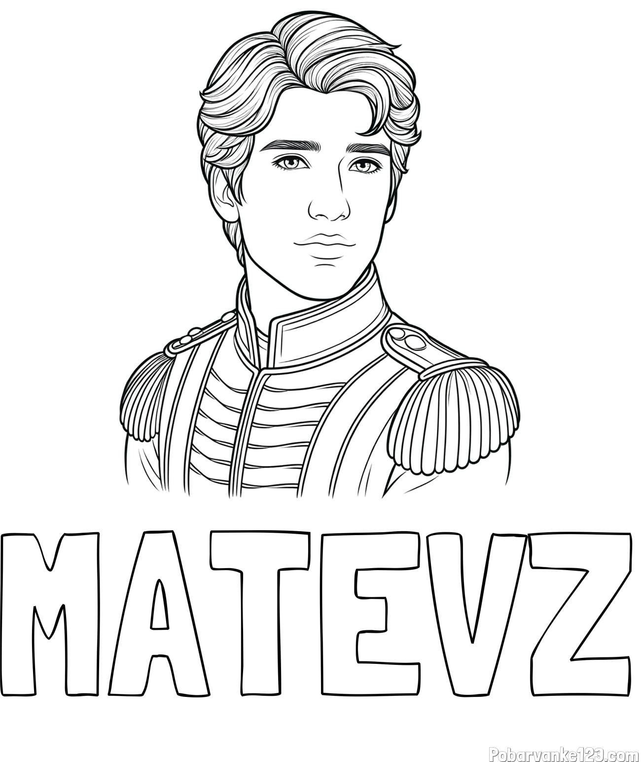 Pobarvanka imena MATEVŽ in pobarvanka princa