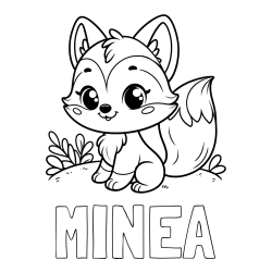 Online izdelana pobarvanka - Pobarvanka imena MINEA in pobarvanka lisičke