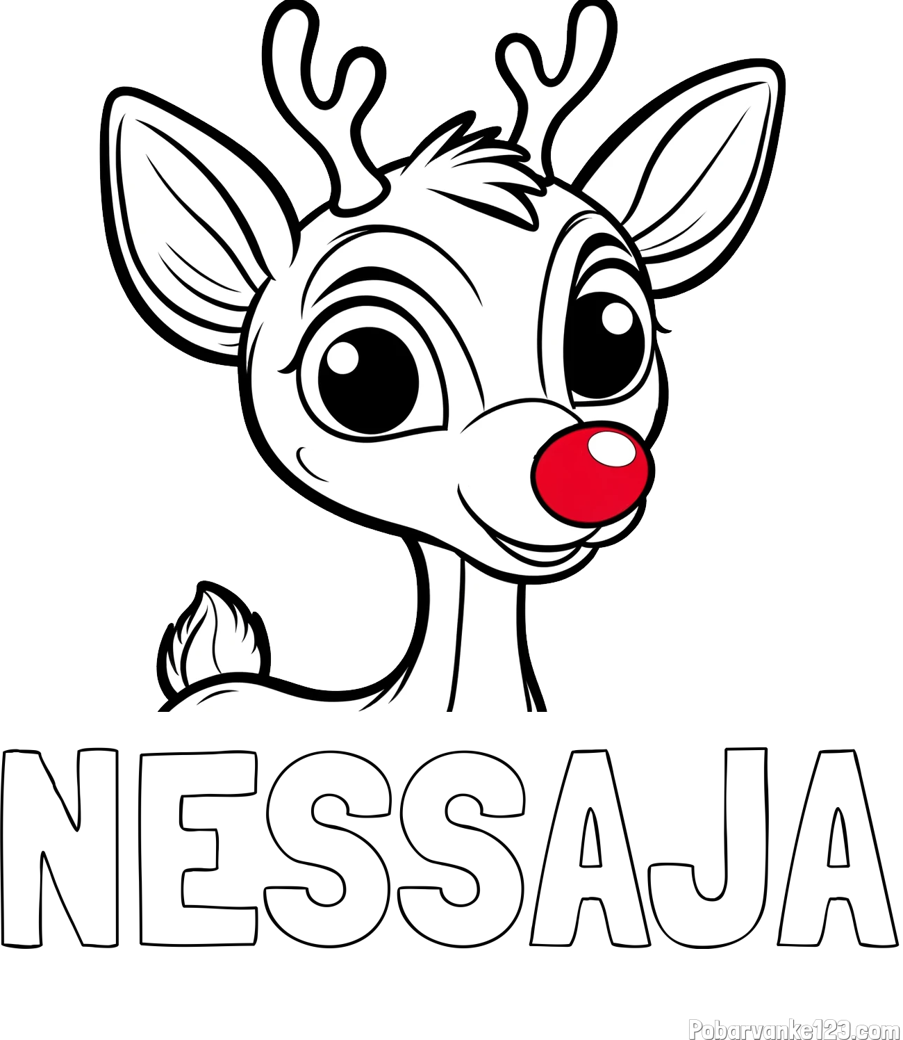Pobarvanka imena NESSAJA in pobarvanka ljubkega jelenčka Rudolfa