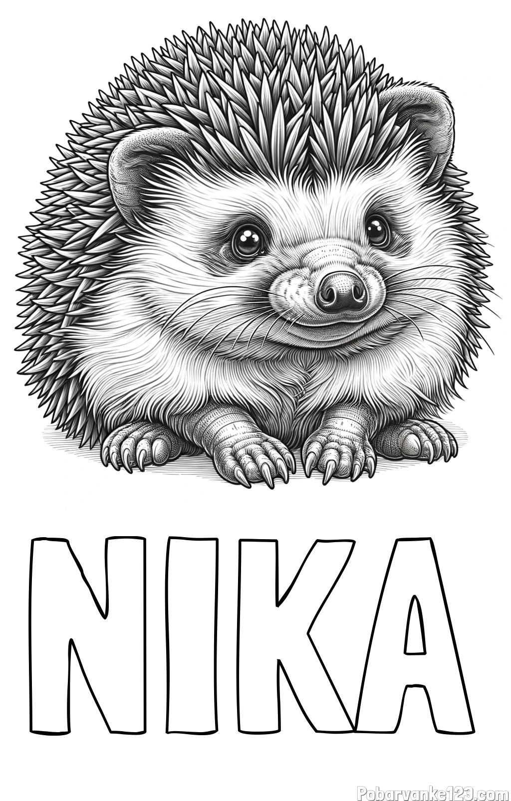 Pobarvanka imena NIKA in pobarvanka ježa