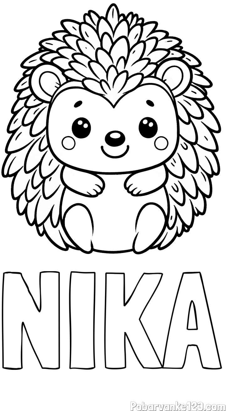 Pobarvanka imena NIKA in pobarvanka prikupnega ježa