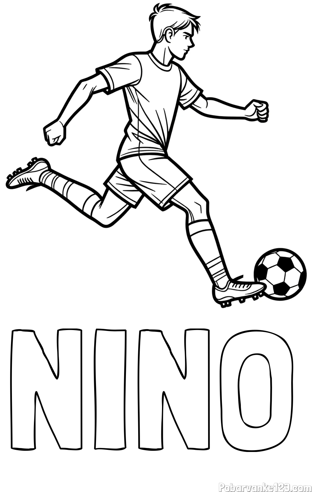 Pobarvanka imena NINO in pobarvanka nogometaša v napadu