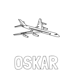 Online izdelana pobarvanka - Pobarvanka imena OSKAR in potniško letalo