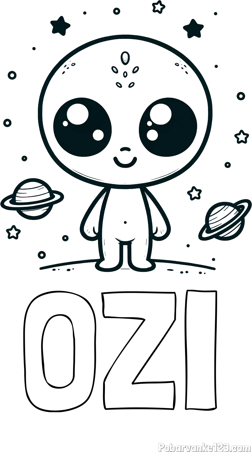Pobarvanka imena OZI in pobarvanka vesoljec