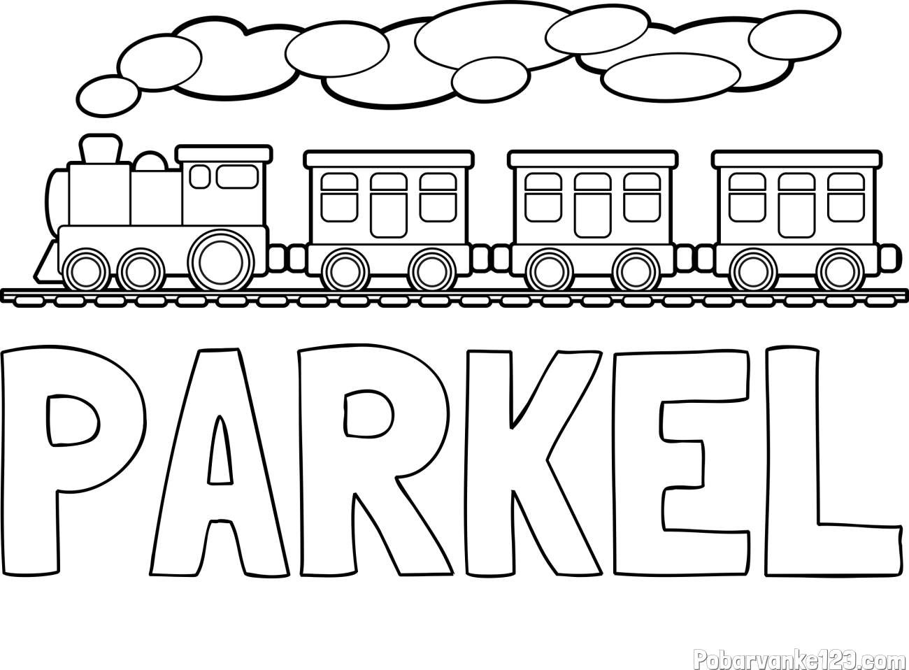 Pobarvanka imena PARKEL in pobarvanka vlaka