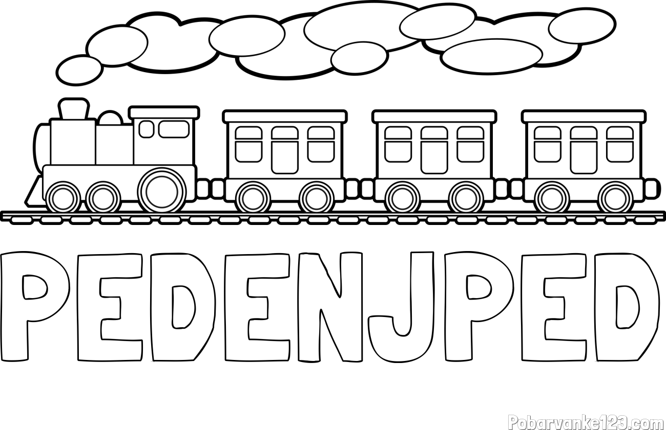 Pobarvanka imena PEDENJPED in pobarvanka vlaka