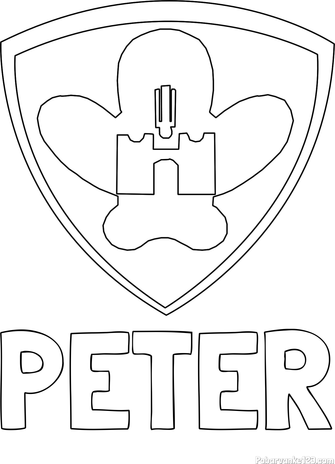 Pobarvanka imena PETER in pobarvanka NK Maribor (grb)