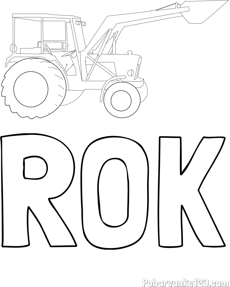 Pobarvanka imena ROK in traktor 2