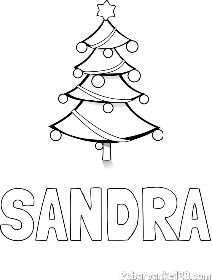 Pobarvanka imena SANDRA in božična smreka