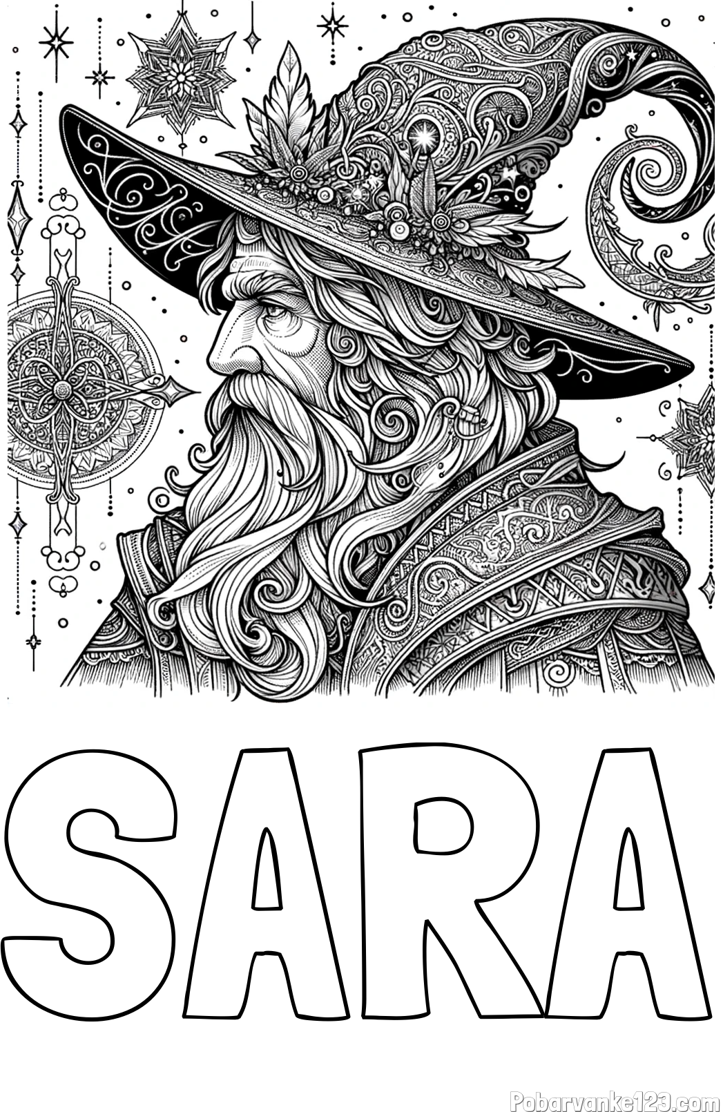 Pobarvanka imena SARA in Čudovita pobarvanka čarovnika