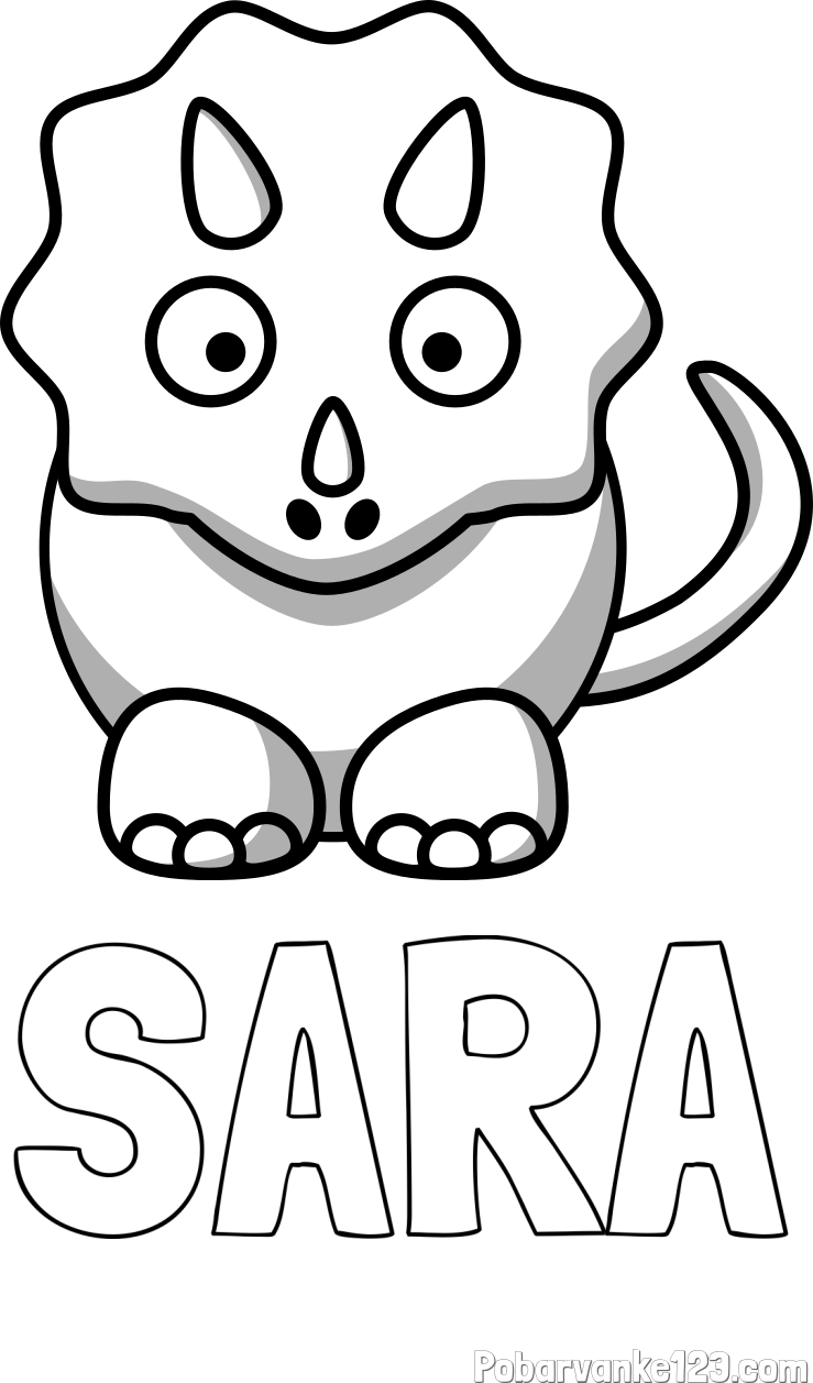 Pobarvanka imena SARA in pobarvanka dinozavra triceratops