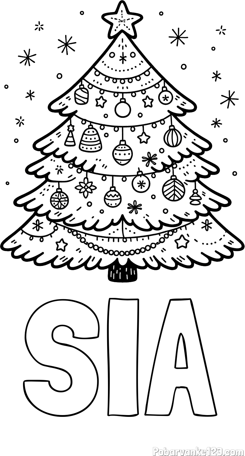 Pobarvanka imena SIA in pobarvanka novoletne jelke