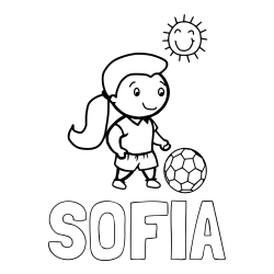 Online izdelana pobarvanka - Pobarvanka imena SOFIA in pobarvanka nogometašice