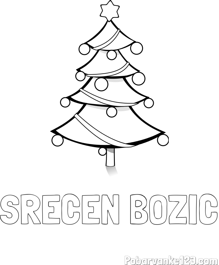 Pobarvanka imena SRECEN BOZIC in božična smreka