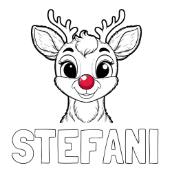 Online izdelana pobarvanka - Pobarvanka imena STEFANI in otroška pobarvanka simpatičnega jelenčka Rudolfa