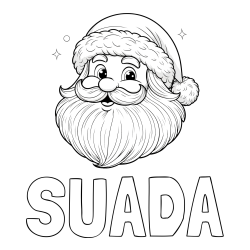 Online izdelana pobarvanka - Pobarvanka imena SUADA in pobarvanka simpatičnega Božička