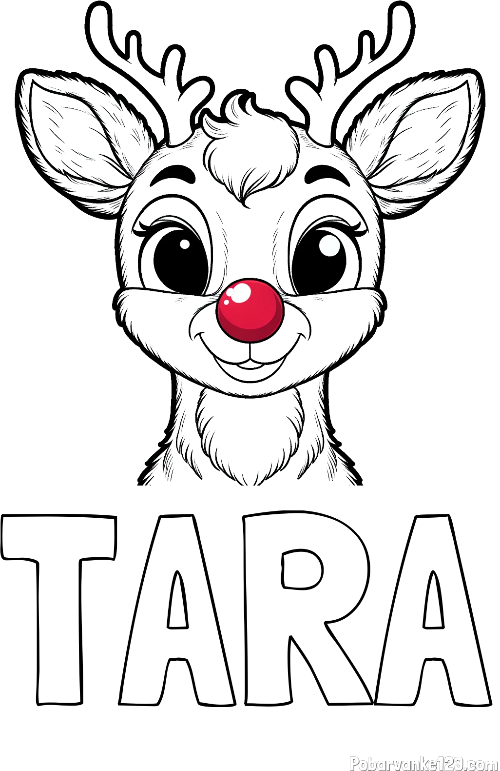 Pobarvanka imena TARA in otroška pobarvanka simpatičnega jelenčka Rudolfa