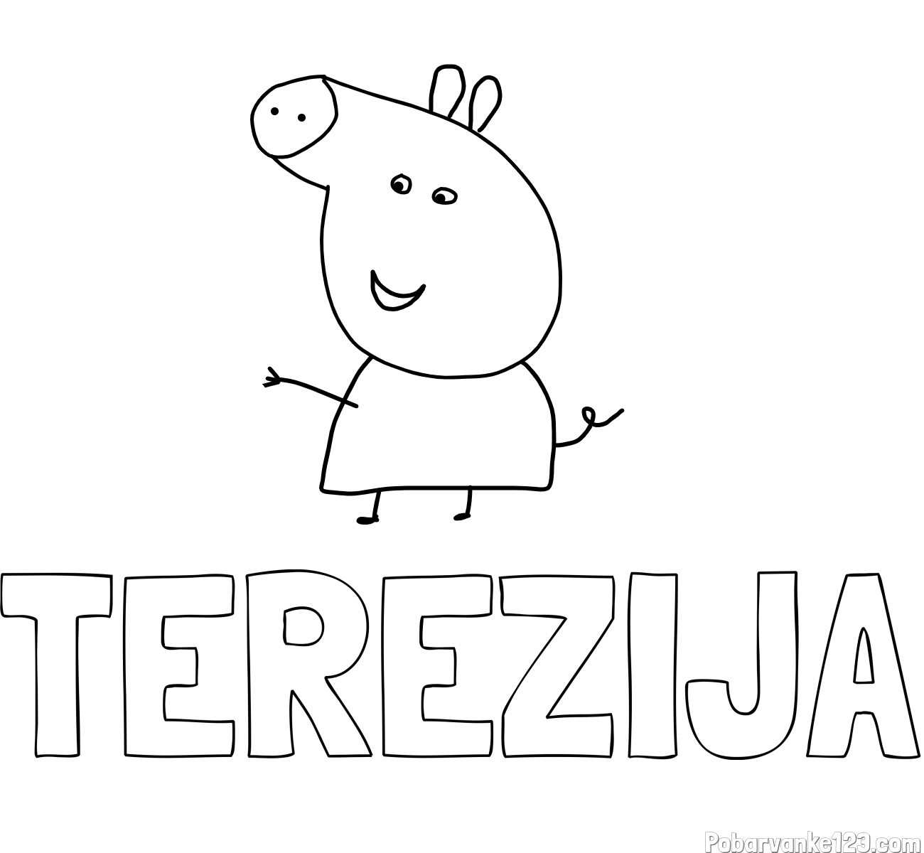 Pobarvanka imena TEREZIJA in pobarvanka pujse PEPE 🐽
