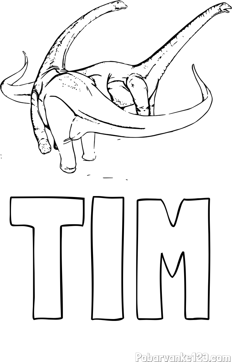 Pobarvanka imena TIM in pobarvanka dinozavra Alamosaurus