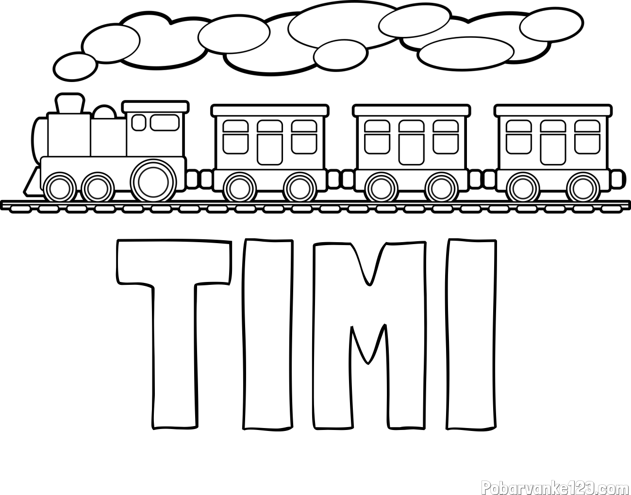 Pobarvanka imena TIMI in pobarvanka vlaka