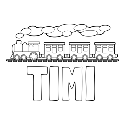 Online izdelana pobarvanka - Pobarvanka imena TIMI in pobarvanka vlaka