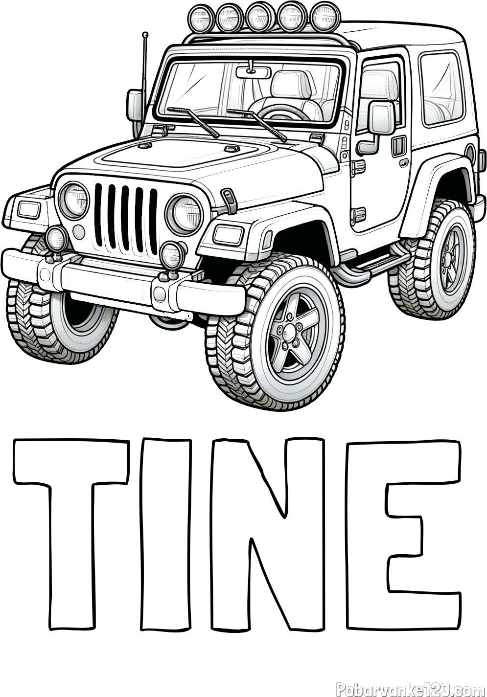 Pobarvanka imena TINE in pobarvanka džipa