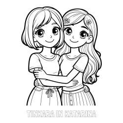 Online izdelana pobarvanka - Pobarvanka imena TINKARA IN KATARINA in pobarvanka ljubkih prijateljic