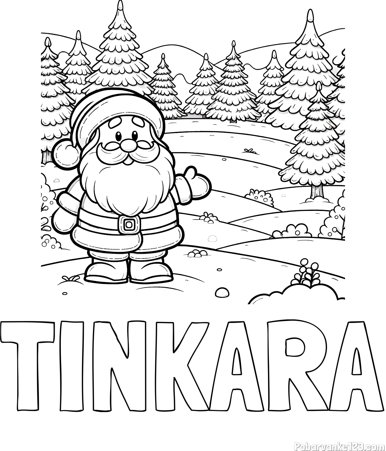 Pobarvanka imena TINKARA in pobarvanka Božička v naravi