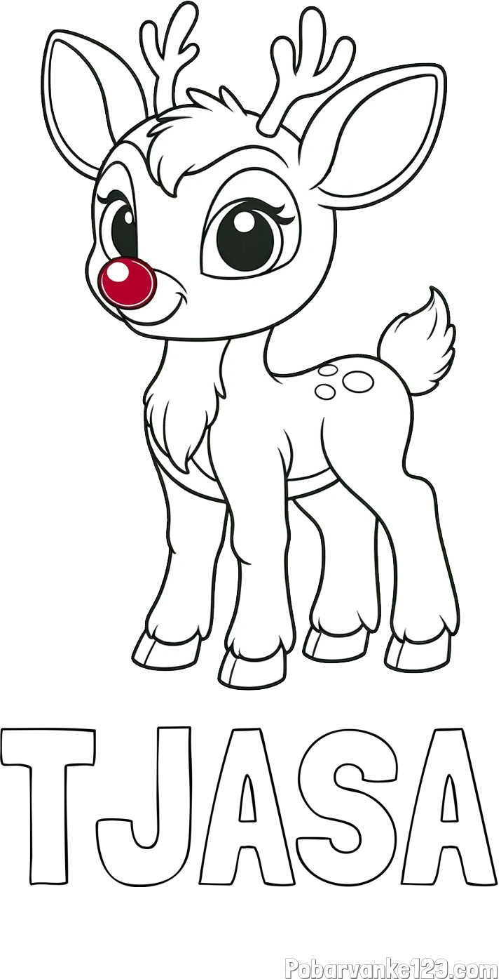 Pobarvanka imena TJAŠA in pobarvanka nasmejanega jelenčka Rudolfa