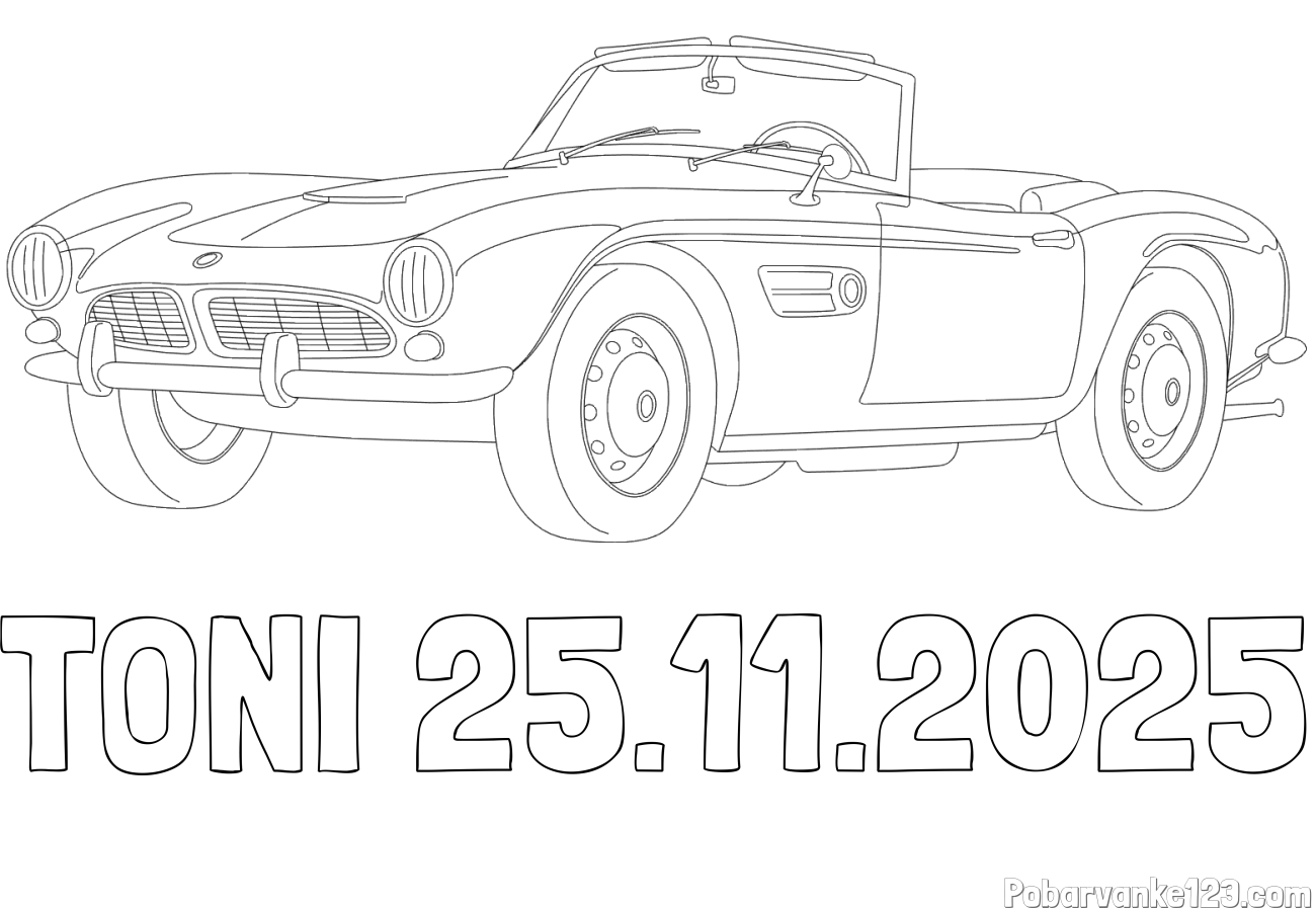 Pobarvanka imena TONI 25.11.2025 in pobarvnaka starega BMW