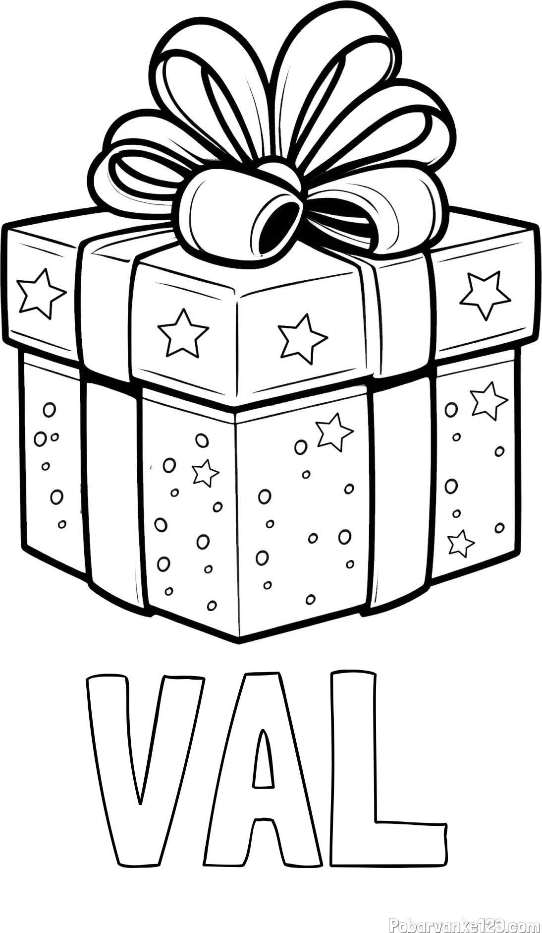 Pobarvanka imena VAL in pobarvanka božičnega darila