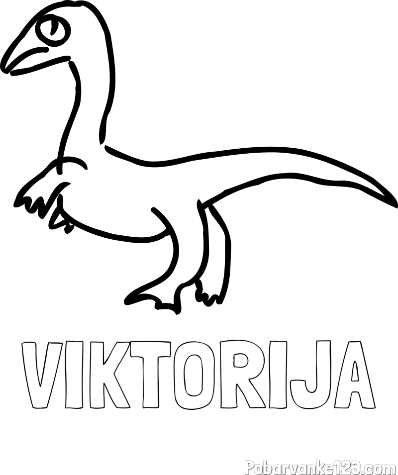 Pobarvanka imena VIKTORIJA in pobarvanka žalostnega dinozavra