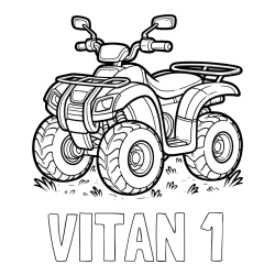 Online izdelana pobarvanka - Pobarvanka imena VITAN 1 in pobarvanka velikega štirikolesnika