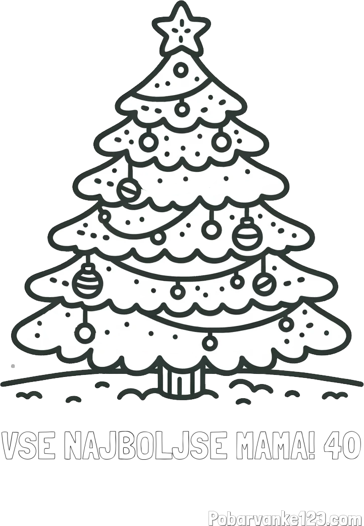 Pobarvanka imena VSE NAJBOLJŠE MAMA! 40 in pobarvanka božičnega drevesa