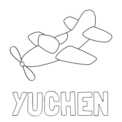Online izdelana pobarvanka - Pobarvanka imena YUCHEN in pobarvanka letala s propelerjem