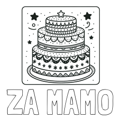 Online izdelana pobarvanka - Pobarvanka imena ZA MAMO in pobarvanka slastne torte